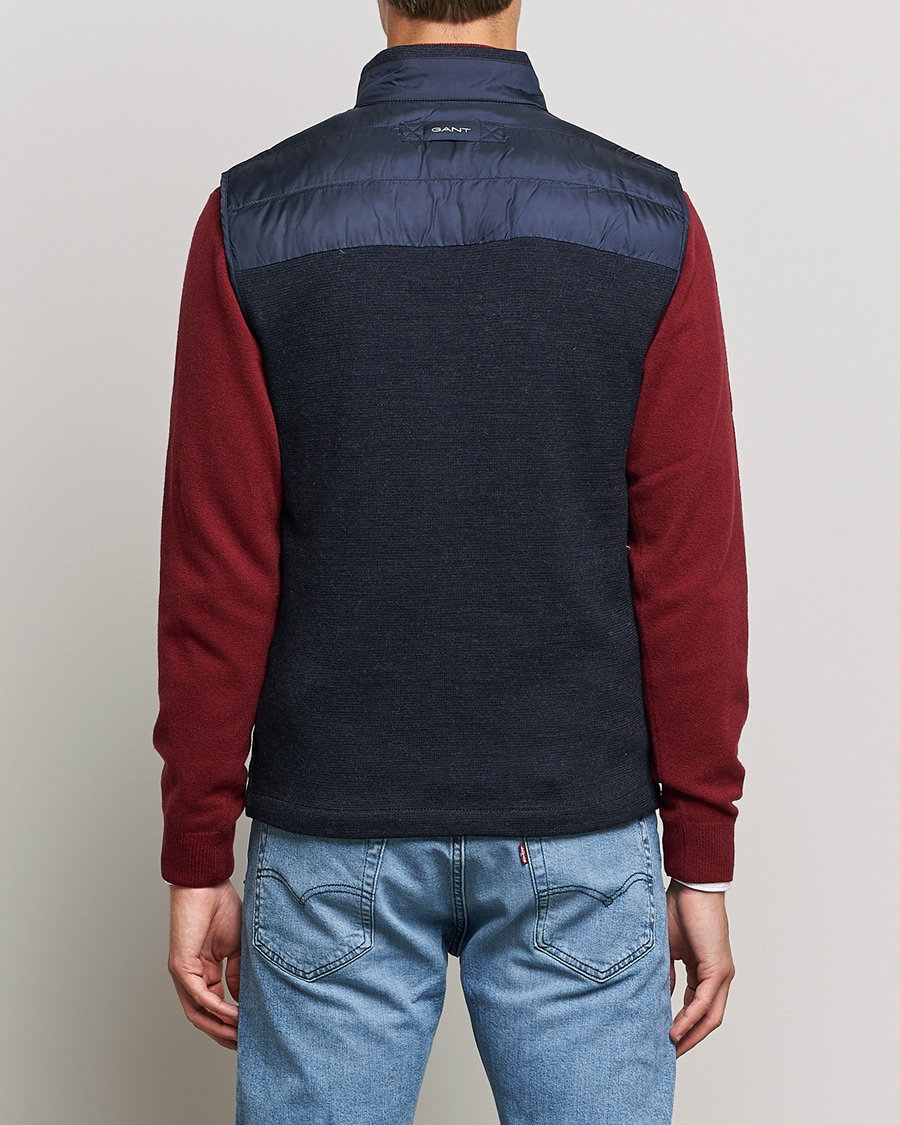 Men | Coats & Jackets | GANT | Mixed Media Light Padded Gilet Evening Blue