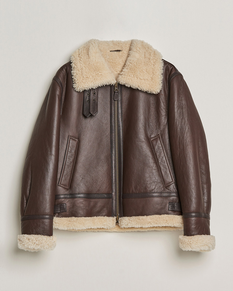 Men | Leather & Suede | GANT | The Shearling Jacket Rich Brown