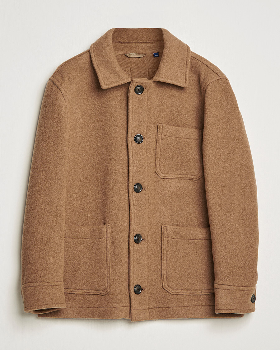 Men | Coats & Jackets | GANT | Short Wool Patch Pocket Jacket Warm Khaki