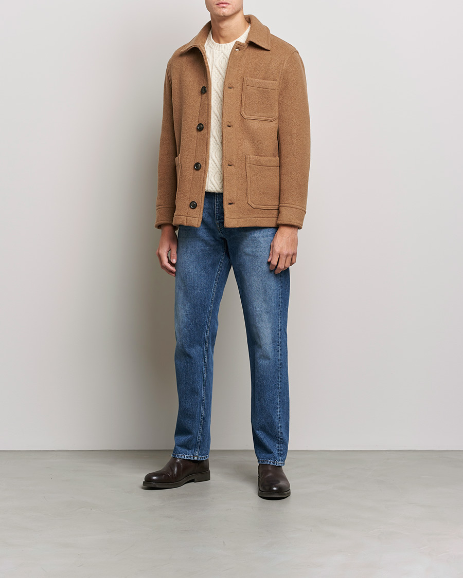 Men | Coats & Jackets | GANT | Short Wool Patch Pocket Jacket Warm Khaki