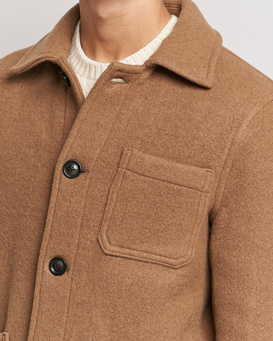 Men | Coats & Jackets | GANT | Short Wool Patch Pocket Jacket Warm Khaki