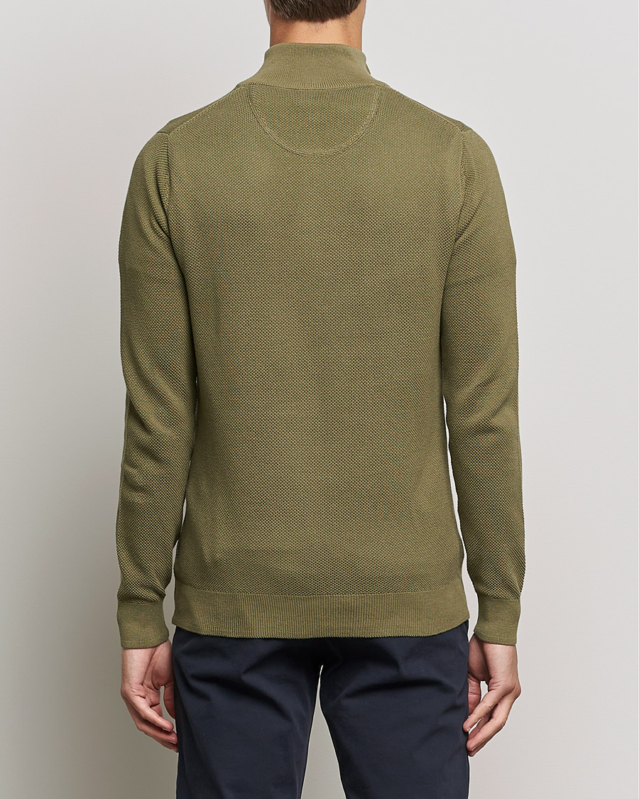 Men | Sweaters & Knitwear | GANT | Cotton Pique Half Zip Hunter Green