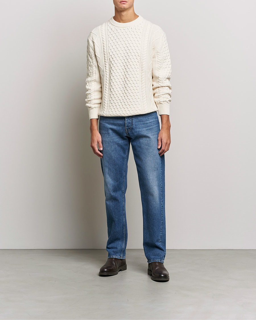 Men | Sweaters & Knitwear | GANT | Aran Structured Knitted Sweater Cream