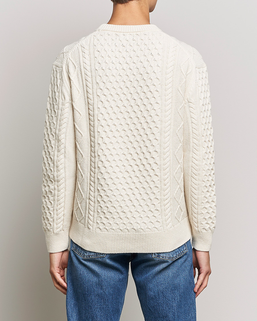 Men | Sweaters & Knitwear | GANT | Aran Structured Knitted Sweater Cream
