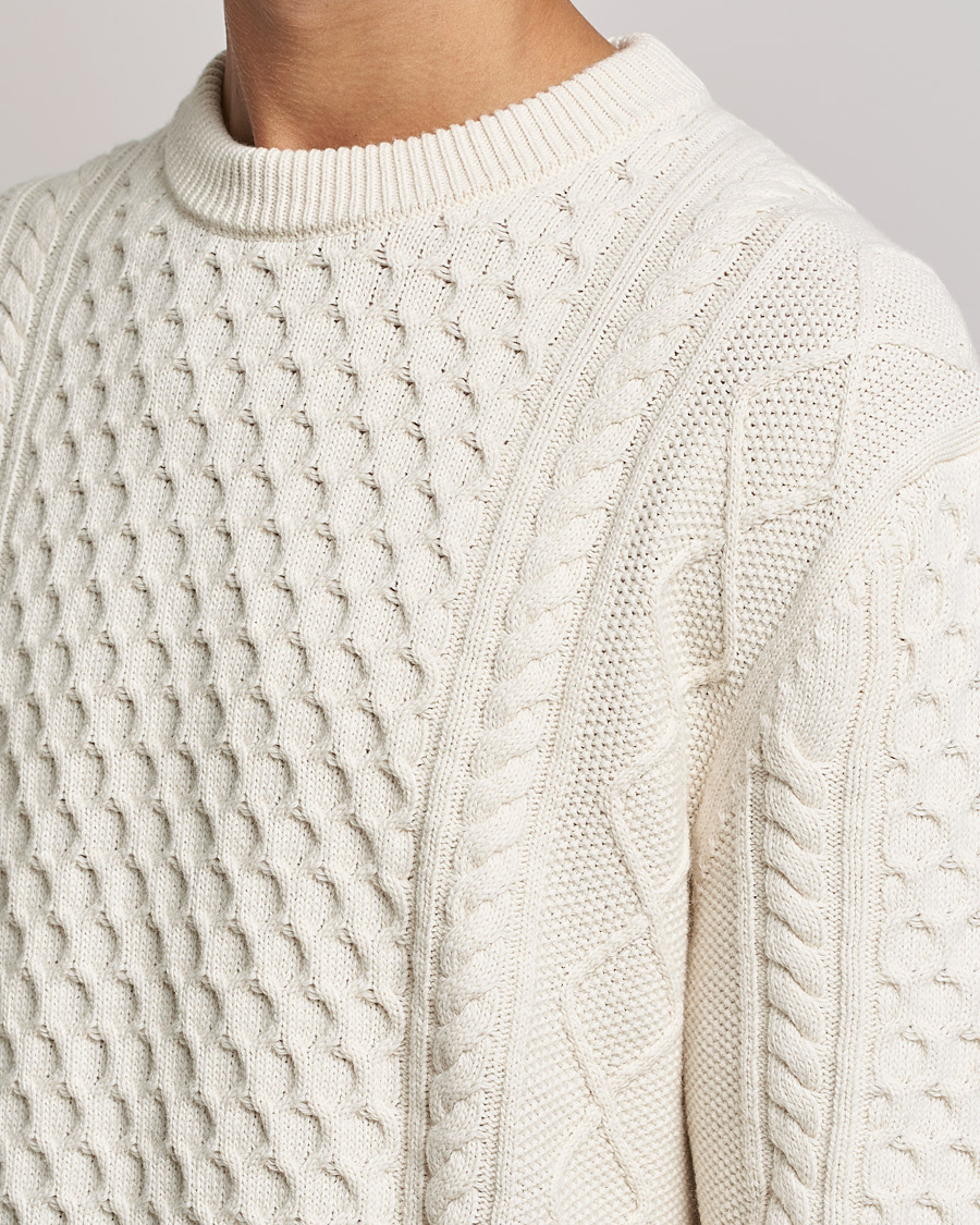Men | Sweaters & Knitwear | GANT | Aran Structured Knitted Sweater Cream