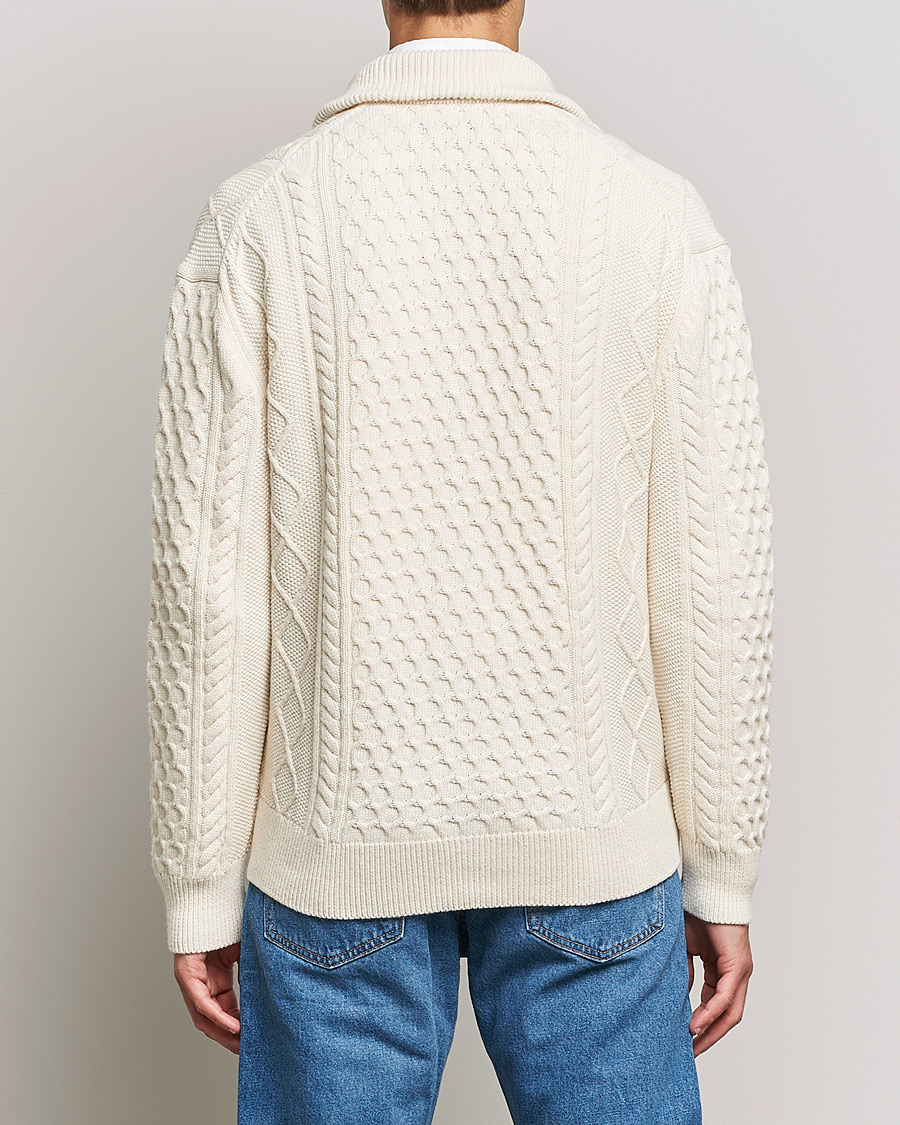 Men | Sweaters & Knitwear | Gant | Aran Structured Full Zip Cream