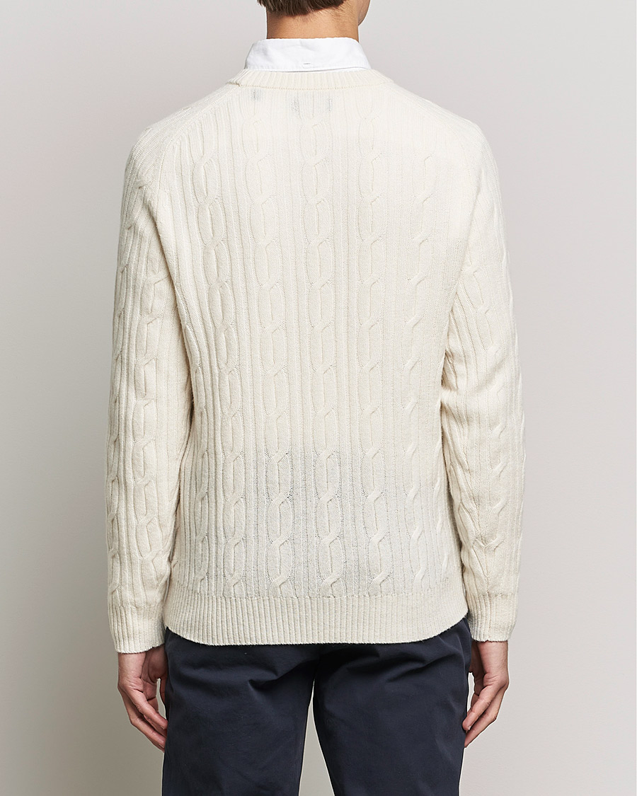 Men | Sweaters & Knitwear | GANT | Lambswool Cable Crew Neck Pullover Cream