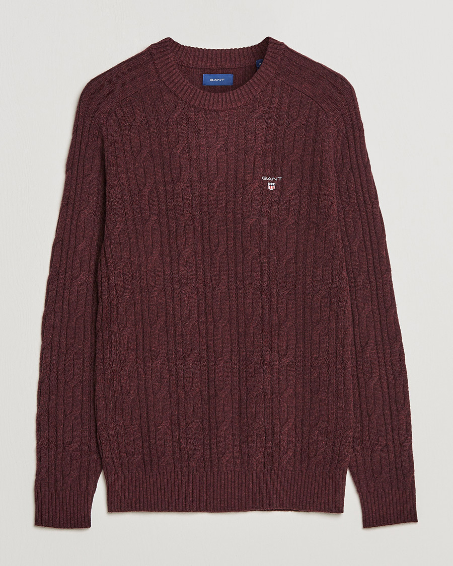 GANT Lambswool Cable Crew Neck Pullover 