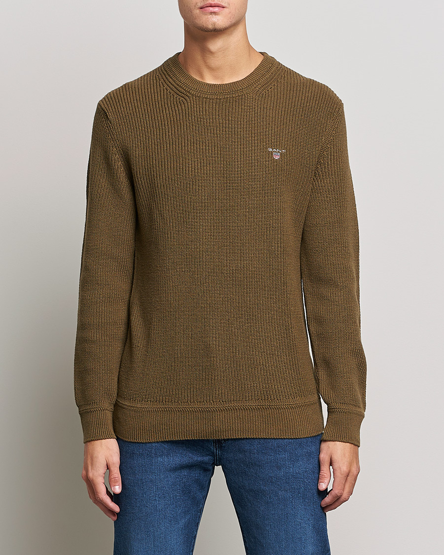 Men |  | GANT | Cotton/Wool Ribbed Sweater Army Green
