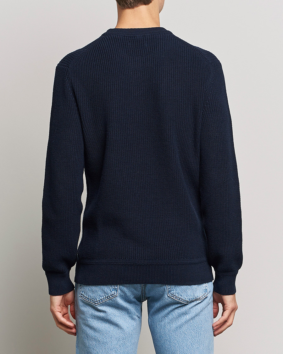 Men | Sweaters & Knitwear | GANT | Cotton/Wool Ribbed Sweater Evening Blue