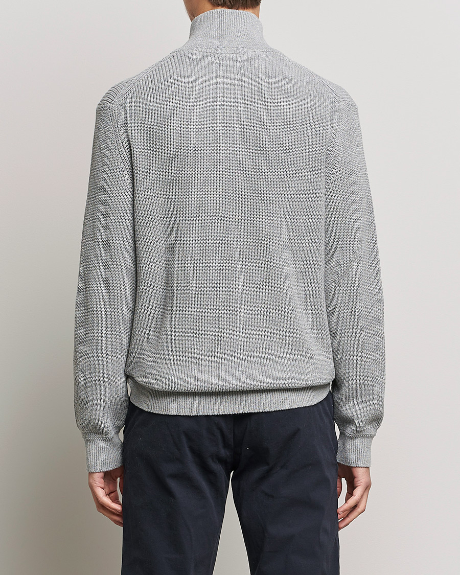 Men | Sweaters & Knitwear | GANT | Cotton/Wool Ribbed Half Zip Sweater Grey Melange