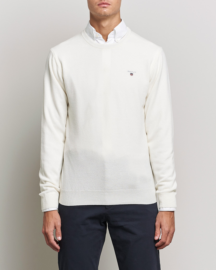 Men | Sweaters & Knitwear | GANT | Lambswool Crew Neck Pullover Cream