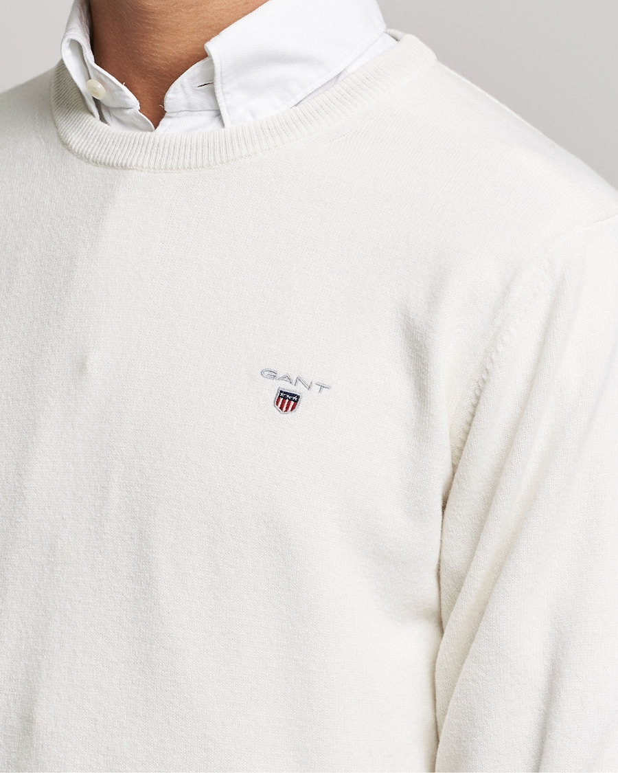 Men | Sweaters & Knitwear | GANT | Lambswool Crew Neck Pullover Cream