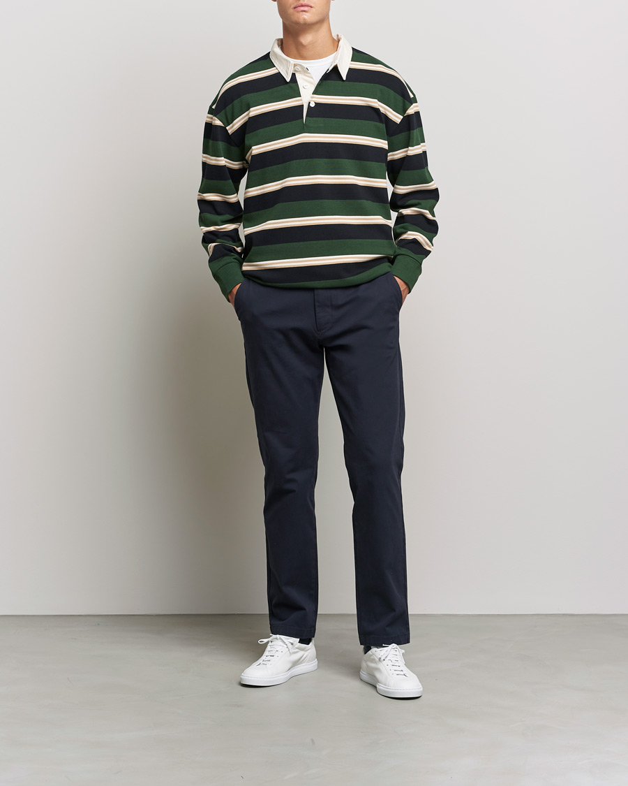 Men | Sweaters & Knitwear | GANT | Archive Striped Heavy Rugger Storm Green