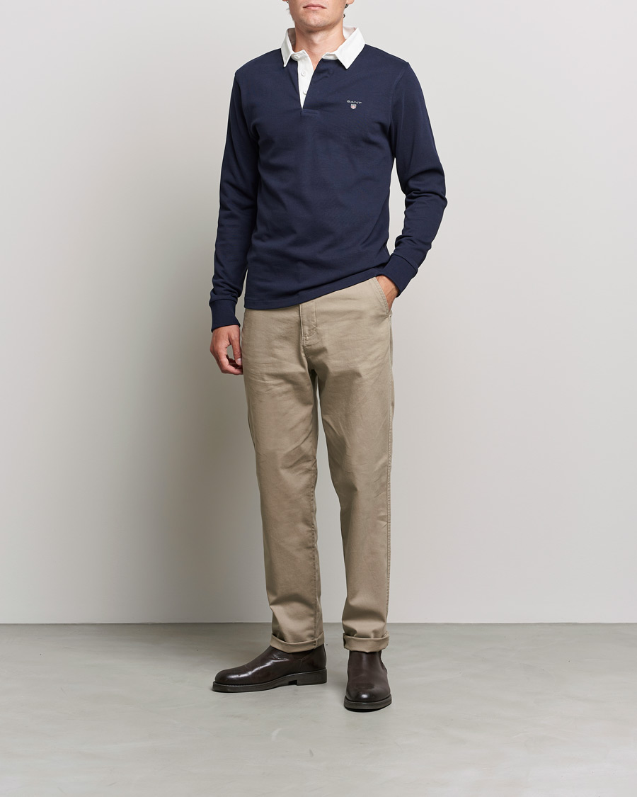 Men | Sweaters & Knitwear | GANT | Original Solid Heavy Rugger Evening Blue