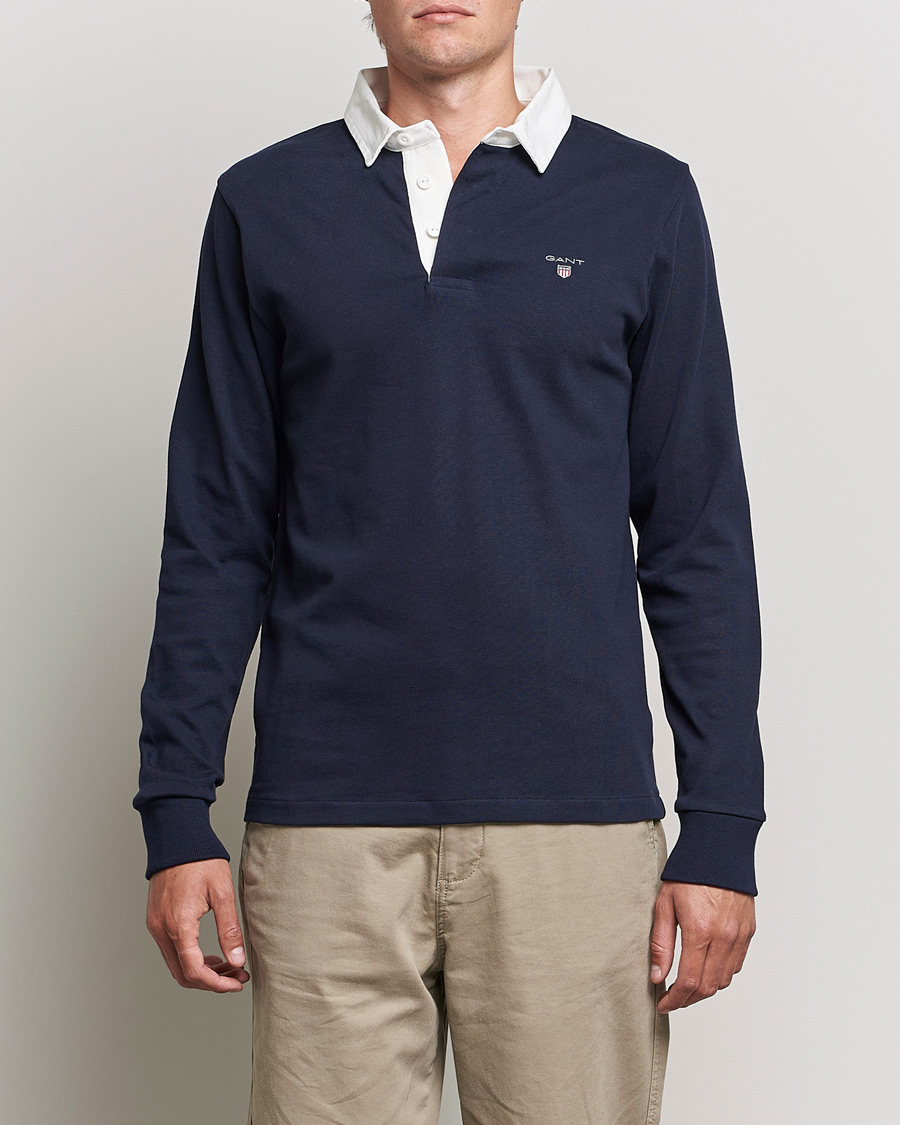 Men | Sweaters & Knitwear | GANT | Original Solid Heavy Rugger Evening Blue