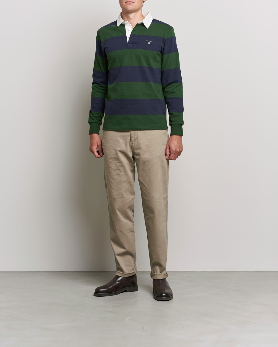 Men | Sweaters & Knitwear | GANT | Original Barstripe Heavy Rugger Storm Green