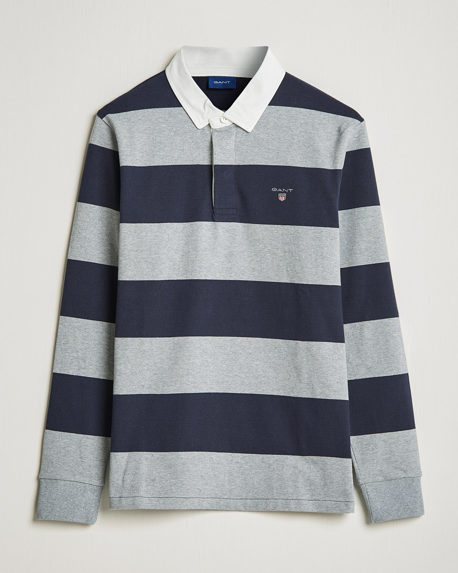 Men | Sweaters & Knitwear | GANT | Barstriped Heavy Rugger Grey Melange