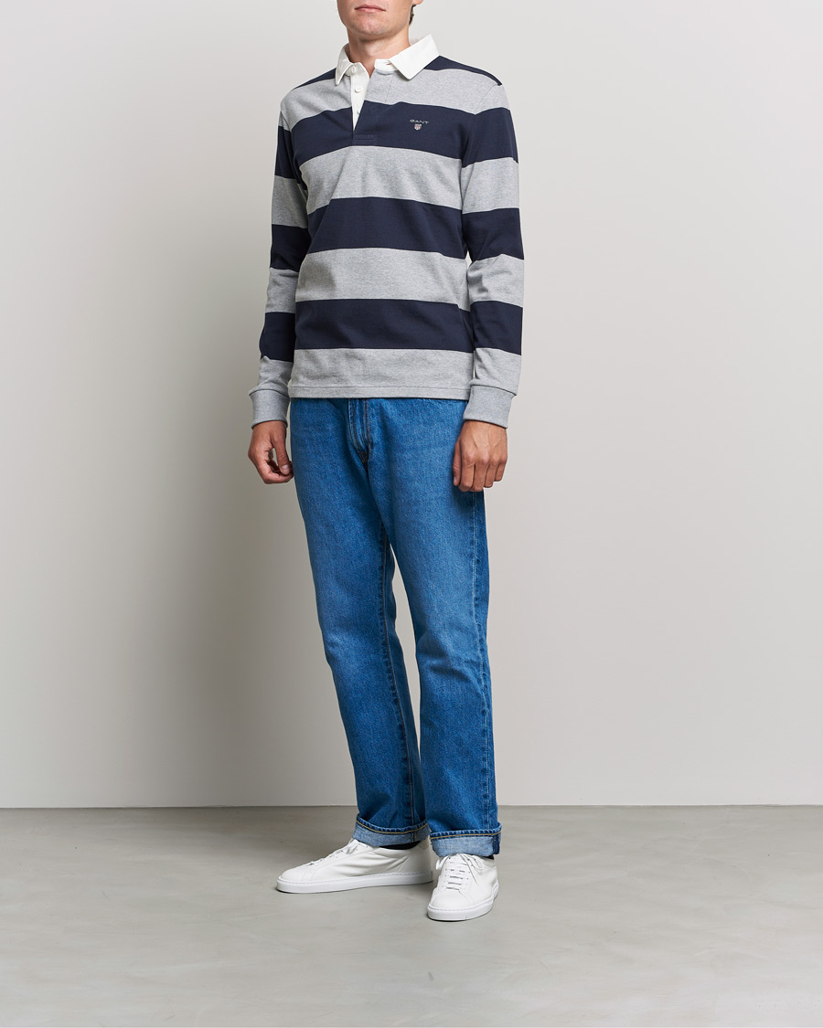 Men | Sweaters & Knitwear | GANT | Barstriped Heavy Rugger Grey Melange