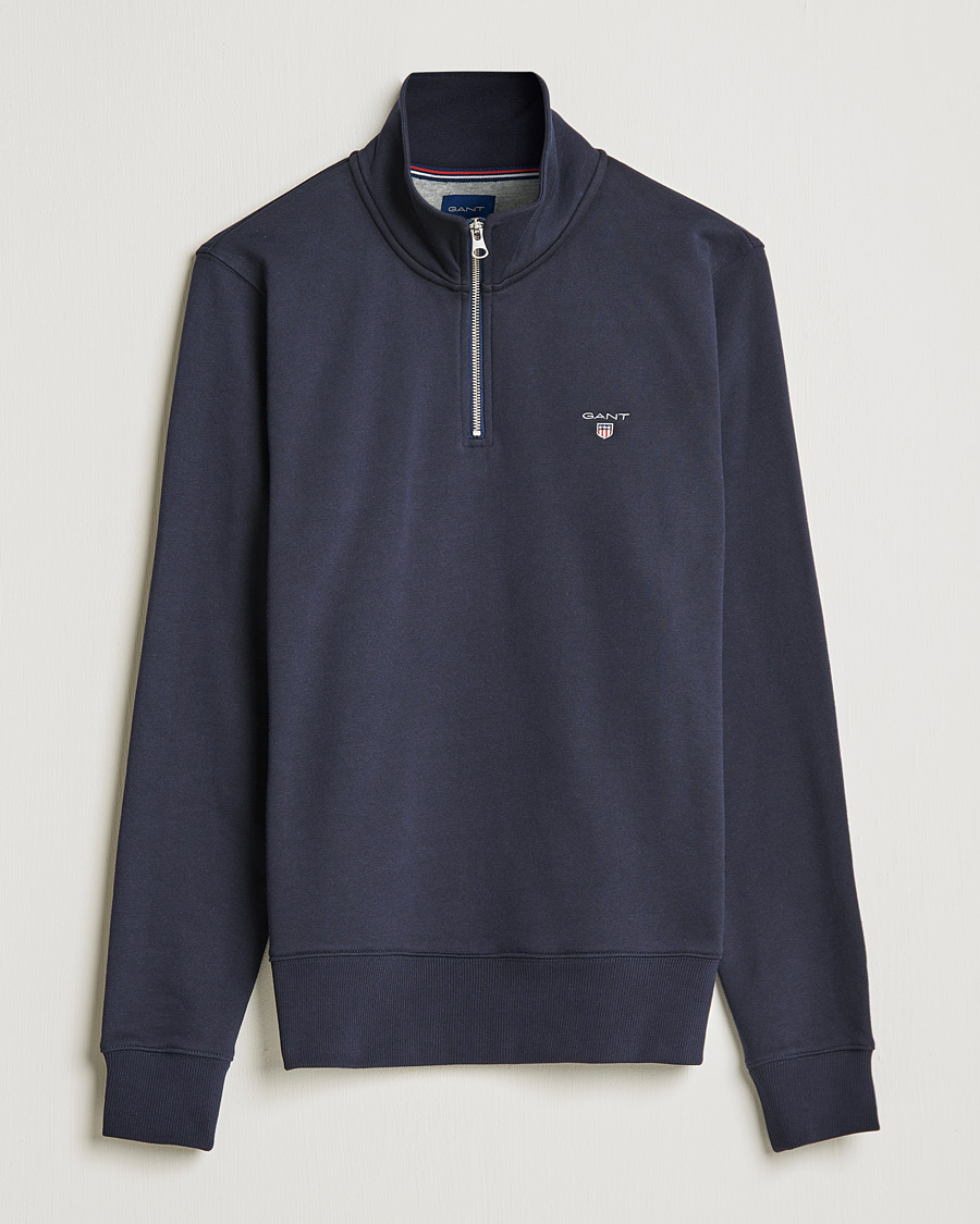Men | Sweaters & Knitwear | GANT | Original Half Zip Sweater Evening Blue