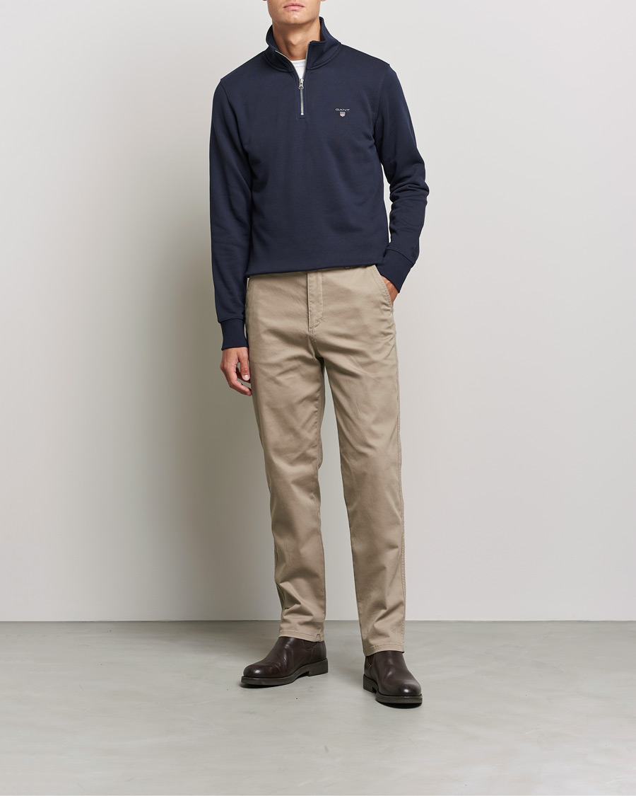 Men | Sweaters & Knitwear | GANT | Original Half Zip Sweater Evening Blue
