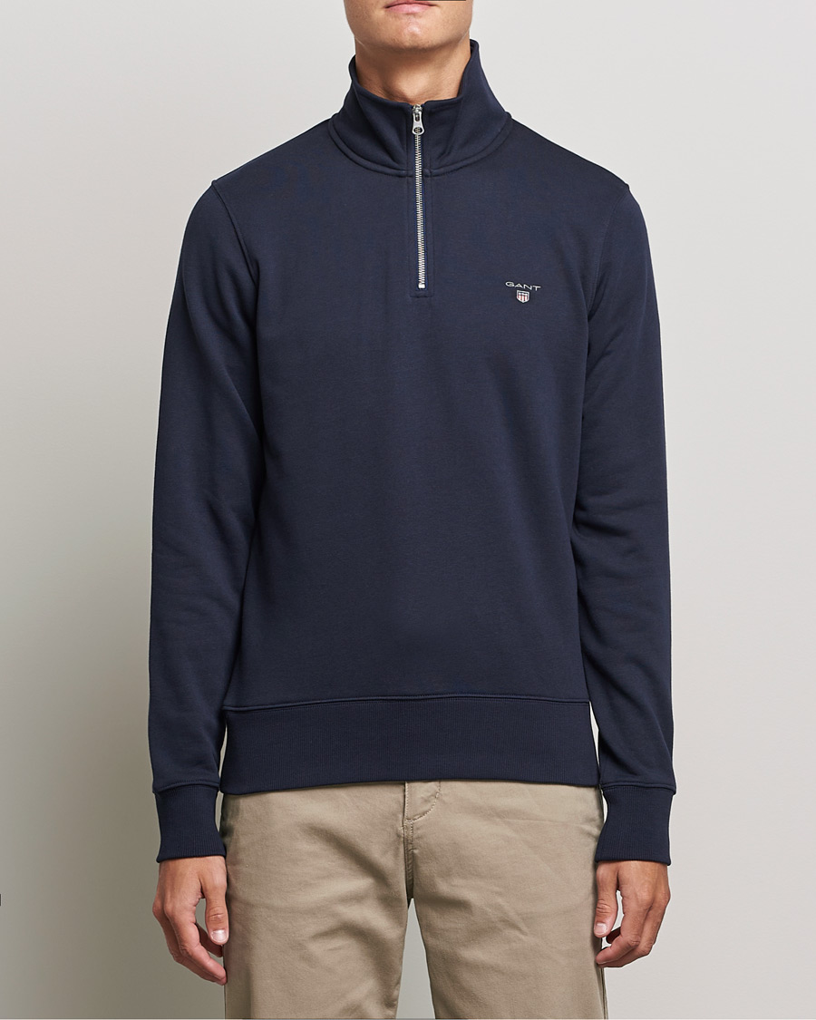 Men | Sweaters & Knitwear | GANT | Original Half Zip Sweater Evening Blue