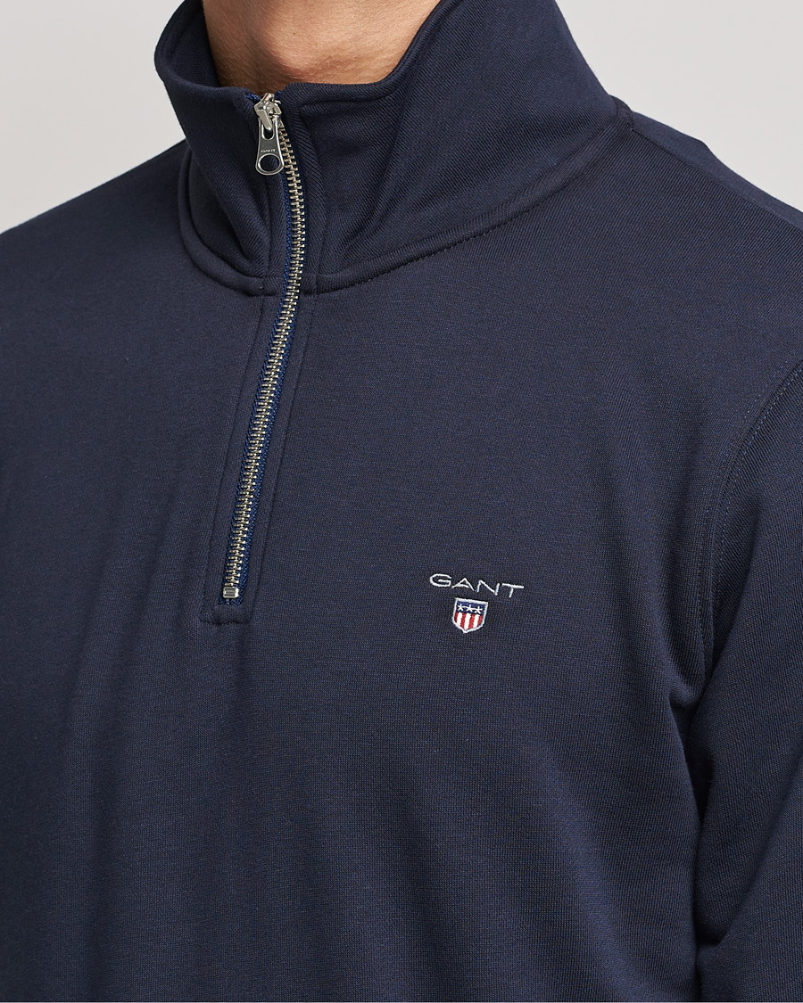 Men | Sweaters & Knitwear | GANT | Original Half Zip Sweater Evening Blue
