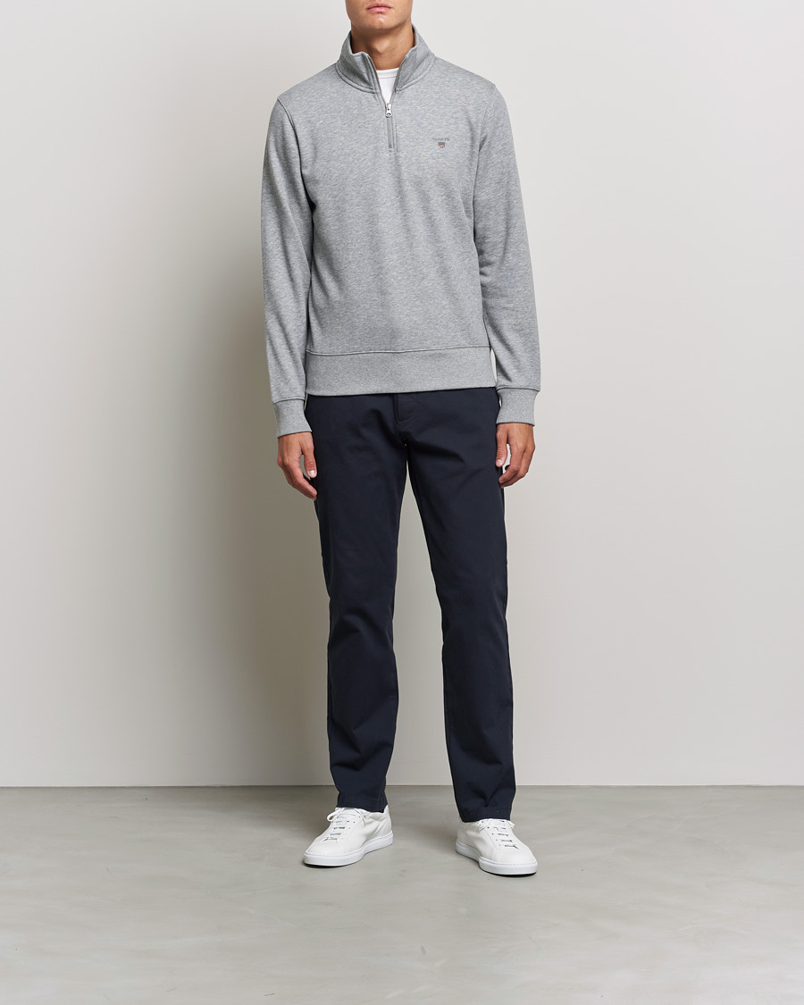 Men | Sweaters & Knitwear | GANT | Original Half Zip Sweater Grey Melange