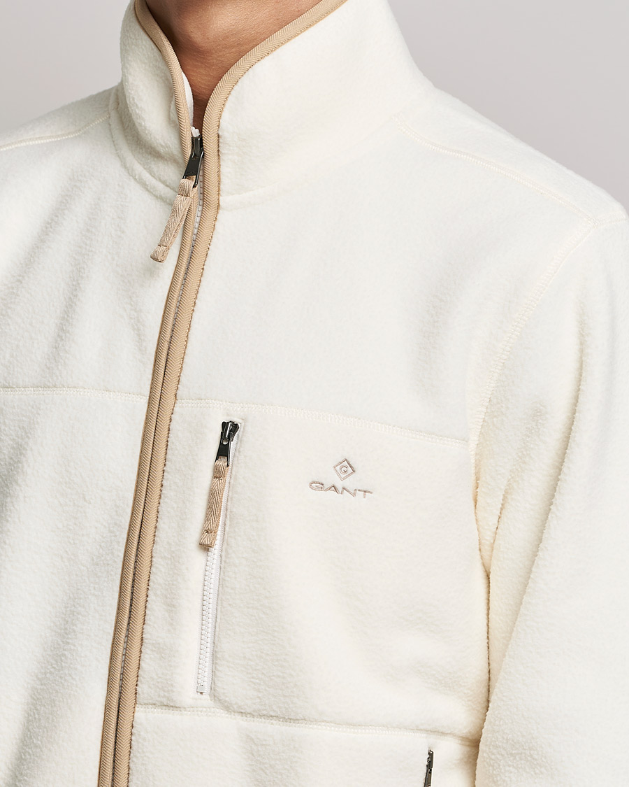 Men | Sweaters & Knitwear | GANT | Sherpa Fleece Full Zip Cream