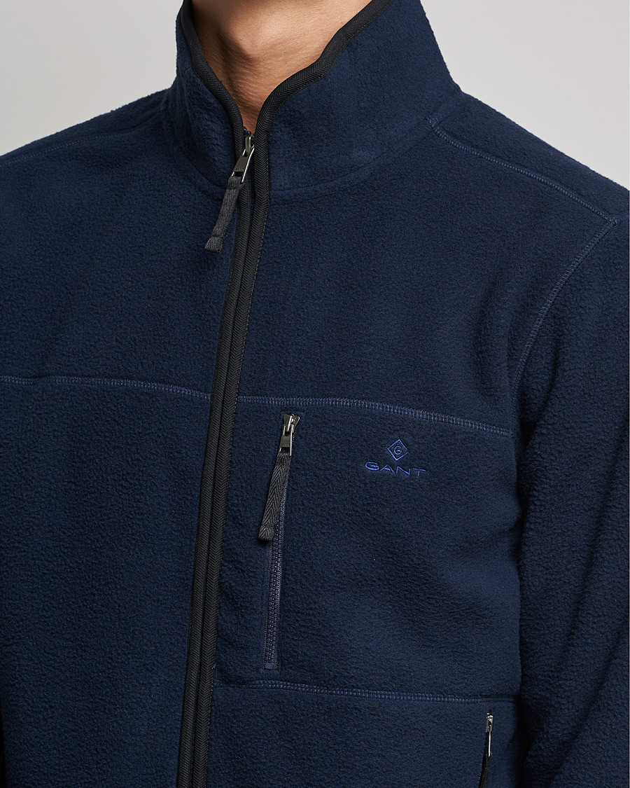 Men | Sweaters & Knitwear | GANT | Sherpa Fleece Full Zip Evening Blue
