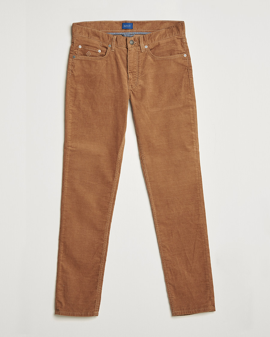 Men | Corduroy Trousers | GANT | Hayes Cord Jeans Roasted Walnut