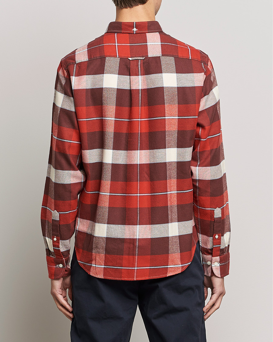 Men | Shirts | GANT | Regular Fit Flannel Block Checked Shirt Spice Red