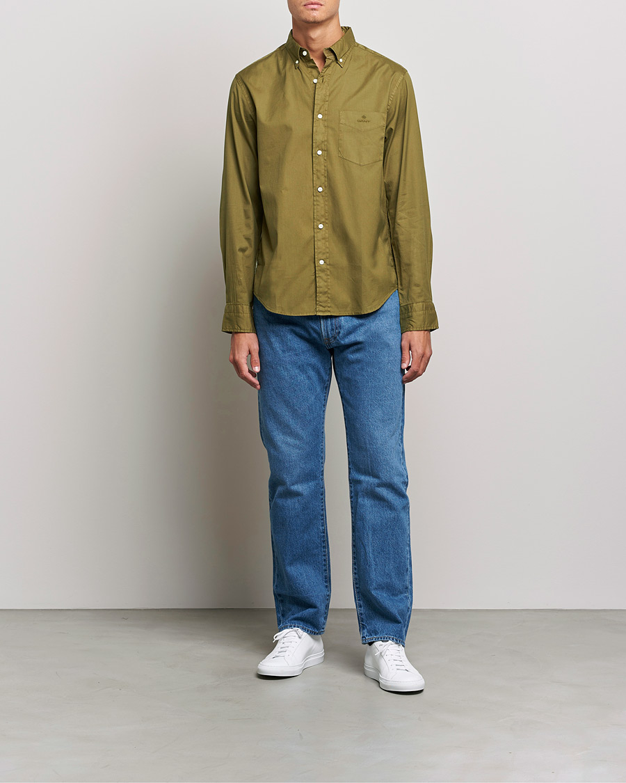 Men | Oxford Shirts | GANT | Regular Fit Garment Dyed Oxford Shirt Hunter Green