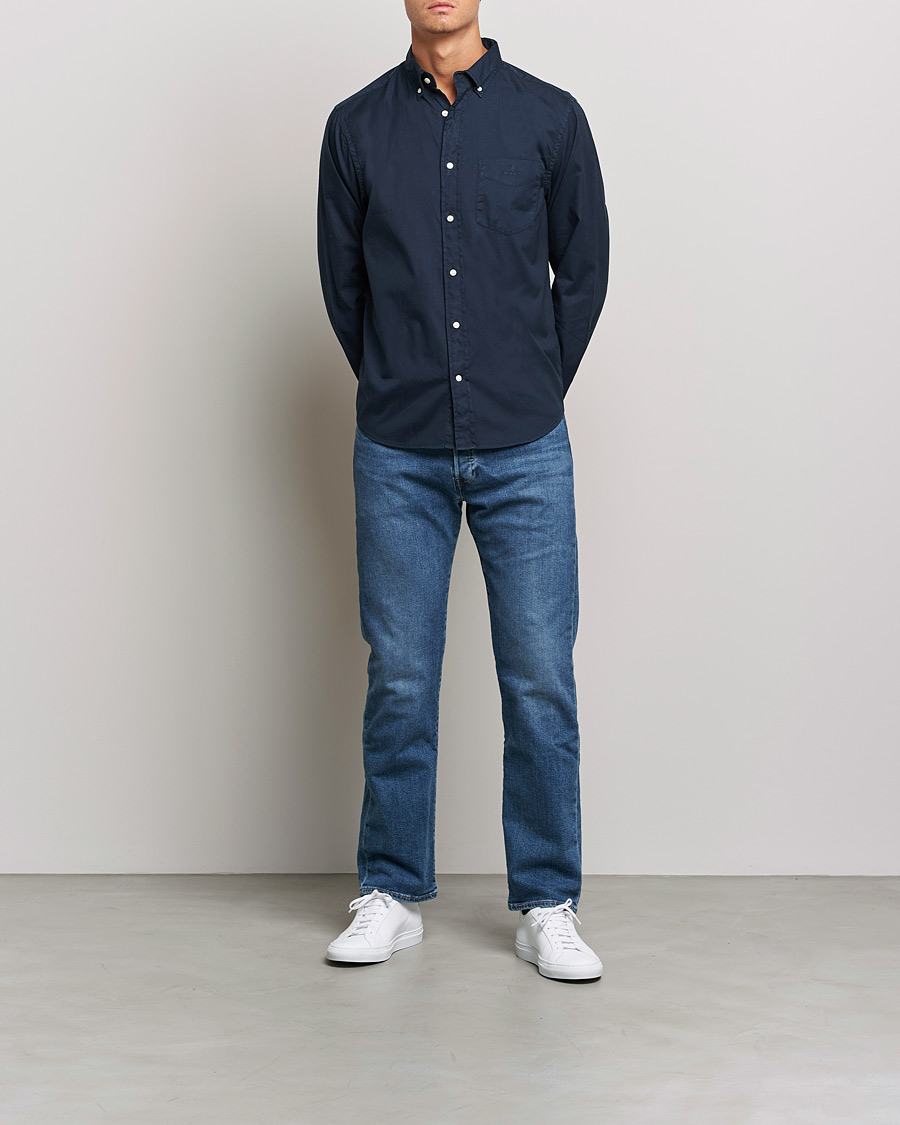 Men |  | GANT | Regular Fit Garment Dyed Oxford Shirt Evening Blue