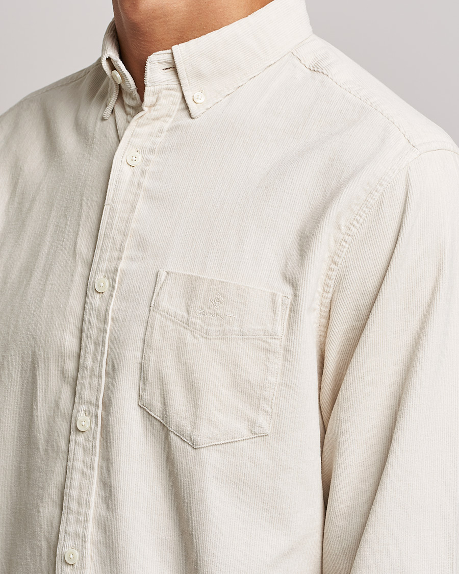Men | Shirts | GANT | Regular Fit Corduroy Shirt Putty