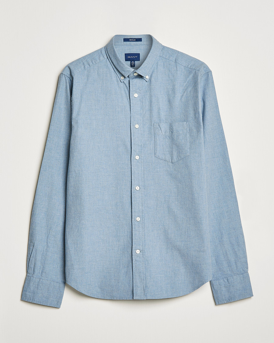 Men | Shirts | GANT | Regular Fit Flannel Shirt Atlantic Sea