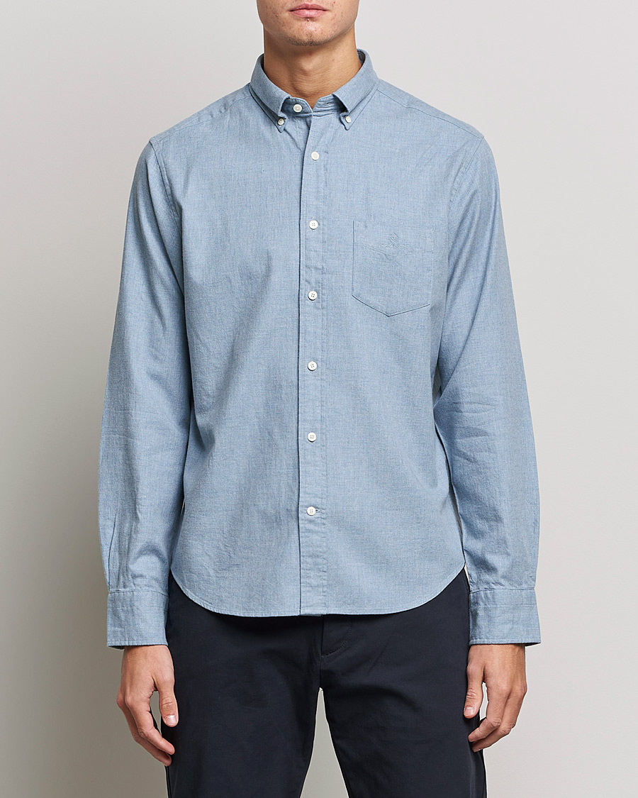 Men | Shirts | GANT | Regular Fit Flannel Shirt Atlantic Sea