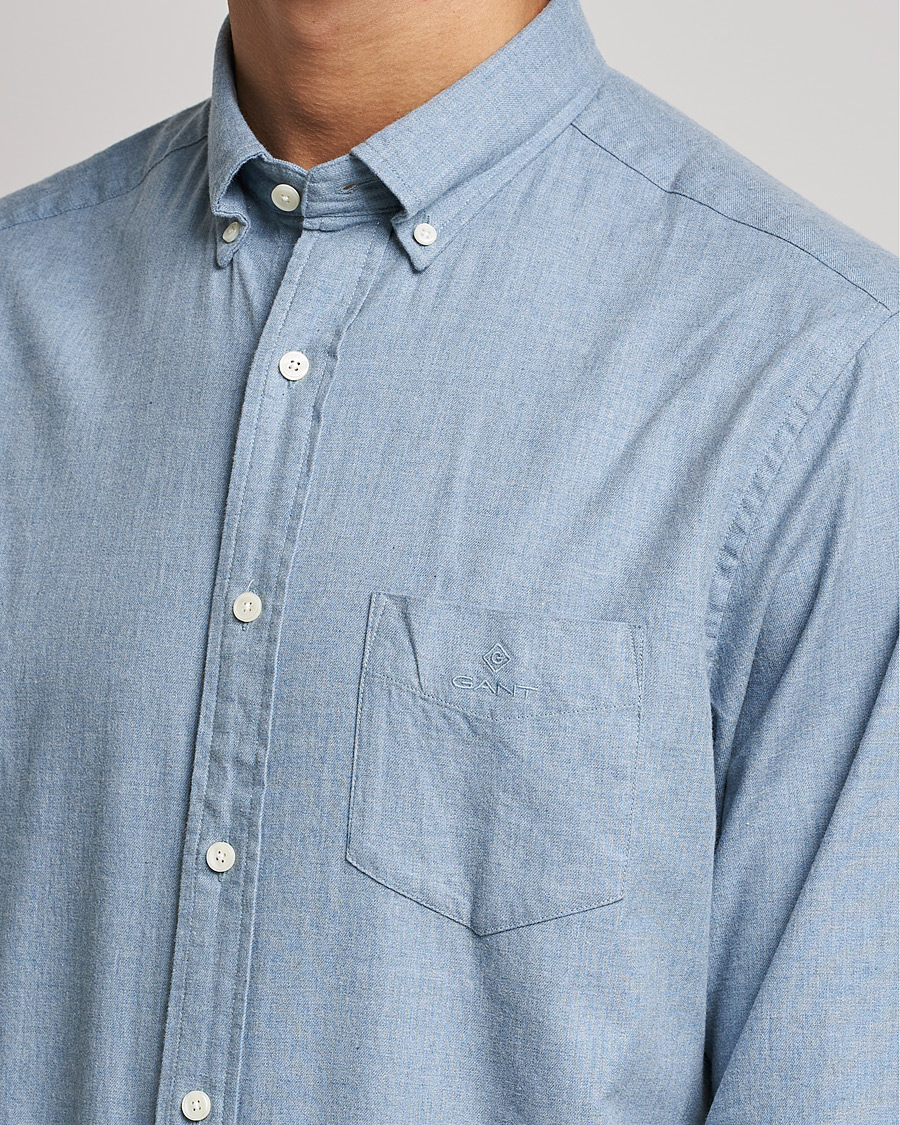 Men | Shirts | GANT | Regular Fit Flannel Shirt Atlantic Sea