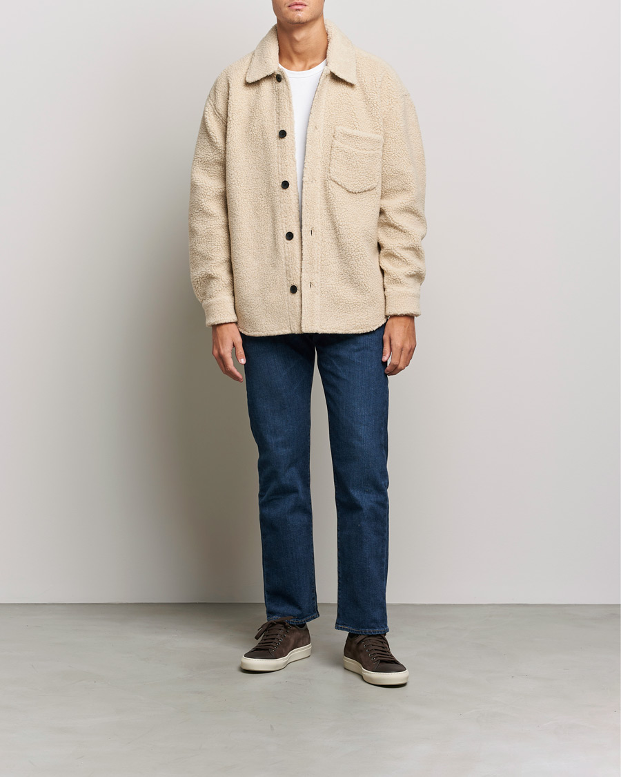 Men | Shirts | GANT | Sherpa Fleece Overshirt Putty