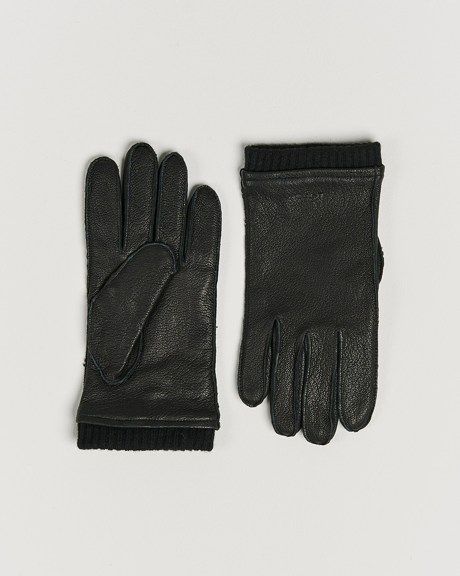 Men | GANT Leather Gloves Black | GANT | Leather Gloves Black
