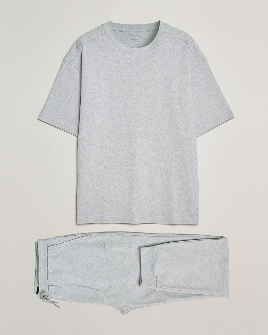 Men | Pyjamas & Robes | GANT | Premium Loungewear Set Light Grey Melange