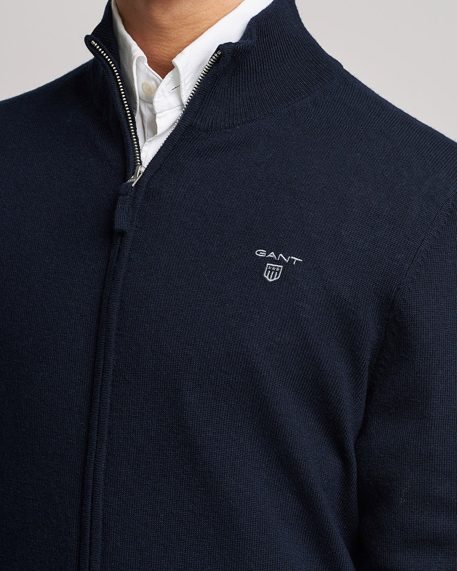 Men | Sweaters & Knitwear | GANT | Lambswool Full Zip Marine
