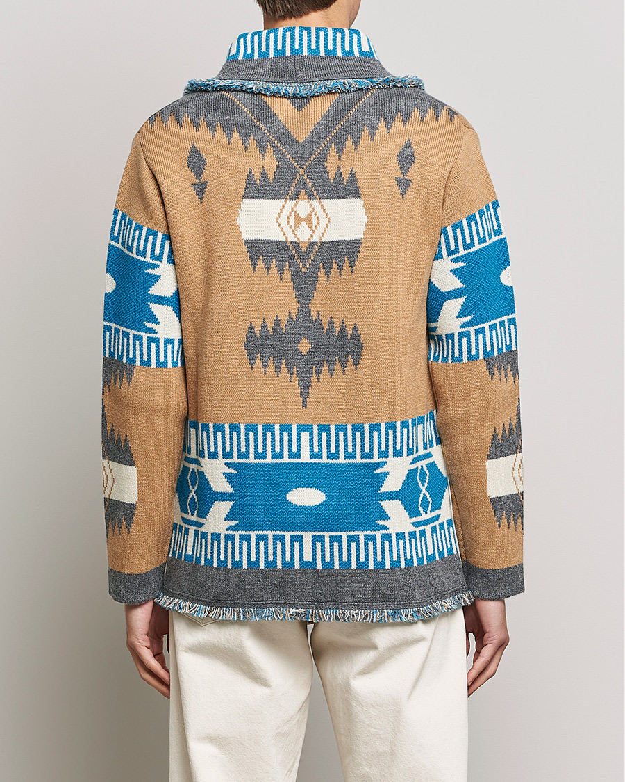 Men | Sweaters & Knitwear | Alanui | Icon Cashmere Jacquard Cardigan Camel/Blue