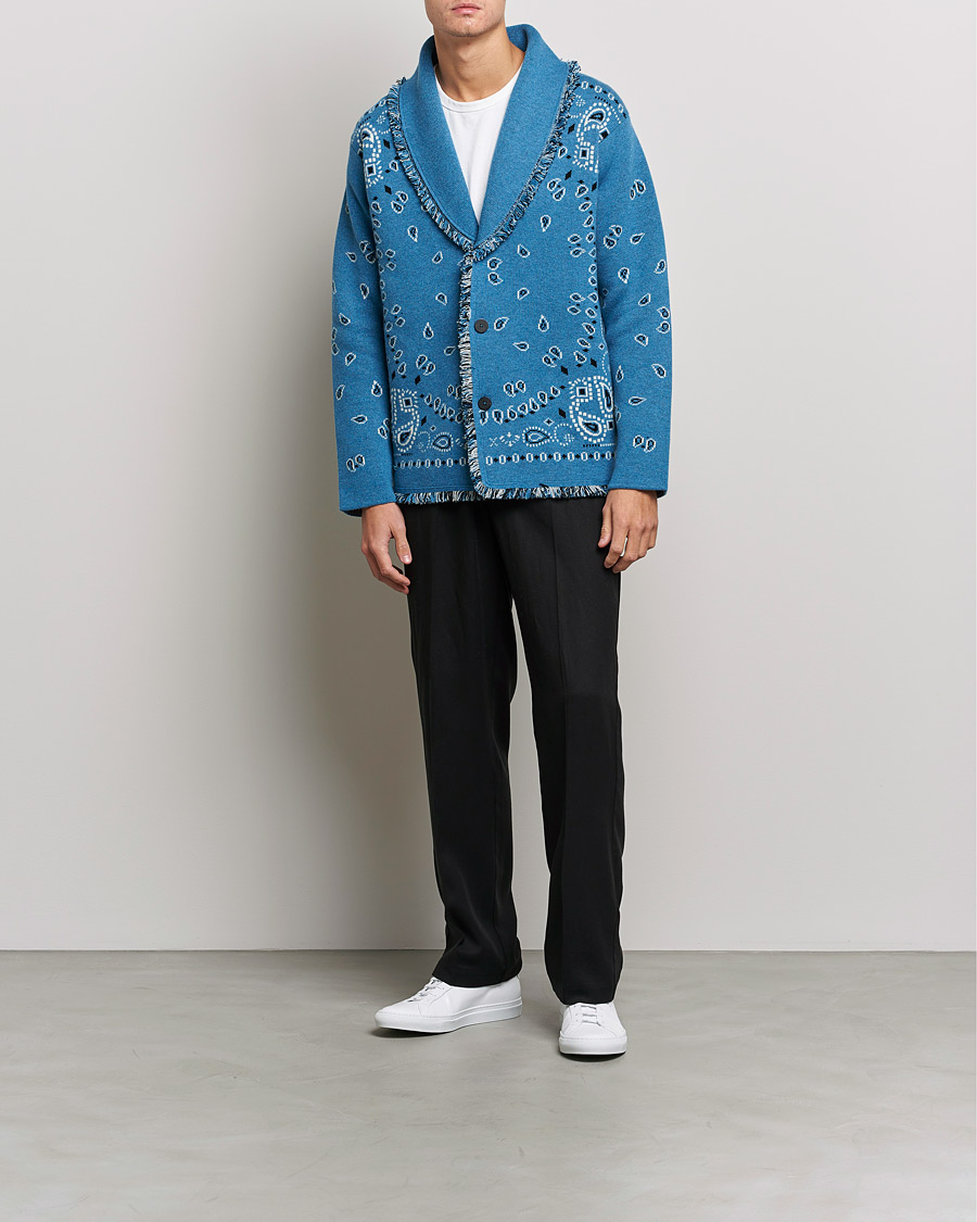 Men | Sweaters & Knitwear | Alanui | Icon Cashmere Jacquard Cardigan Cobalt Blue