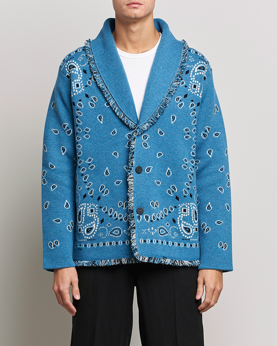 Men | Sweaters & Knitwear | Alanui | Icon Cashmere Jacquard Cardigan Cobalt Blue