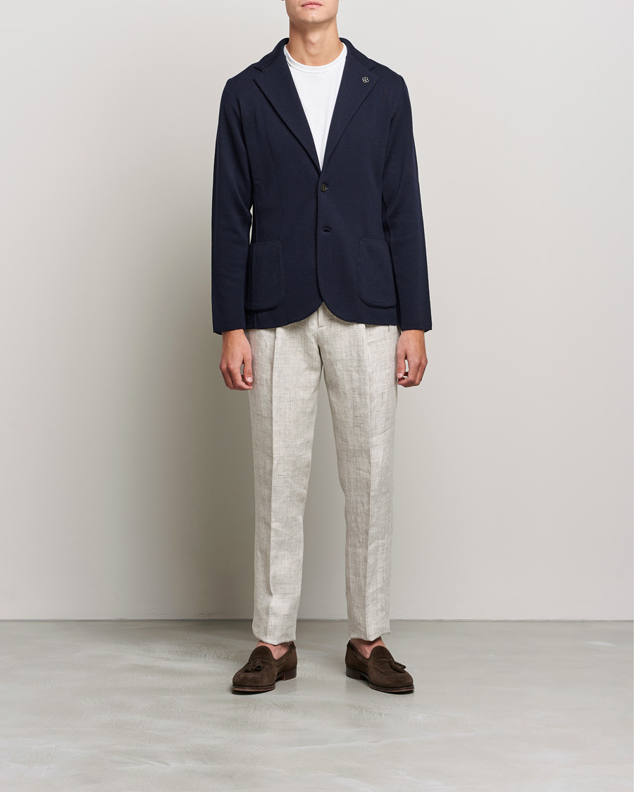 Men |  | Lardini | Knitted Wool Blazer Navy