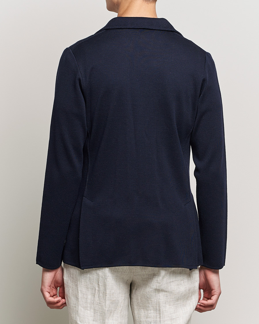 Lardini Knitted Wool Blazer Navy at CareOfCarl.com