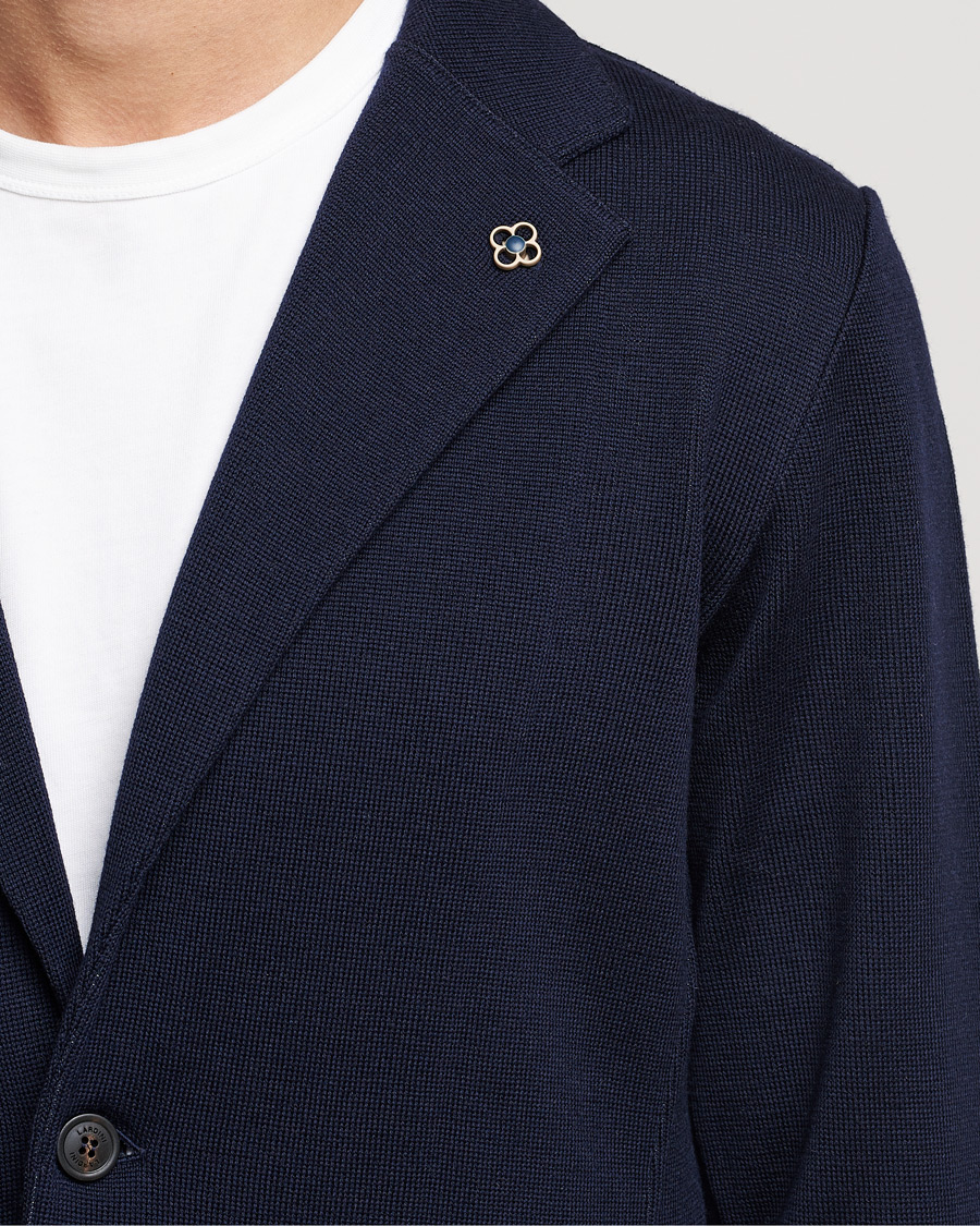 Lardini Knitted Wool Blazer Navy at CareOfCarl.com