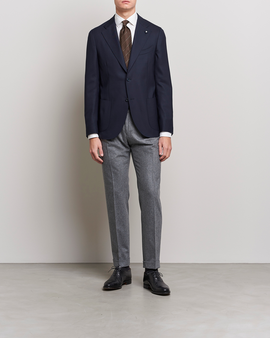 Men | Blazers | Lardini | Patch Pocket Wool Blazer Navy