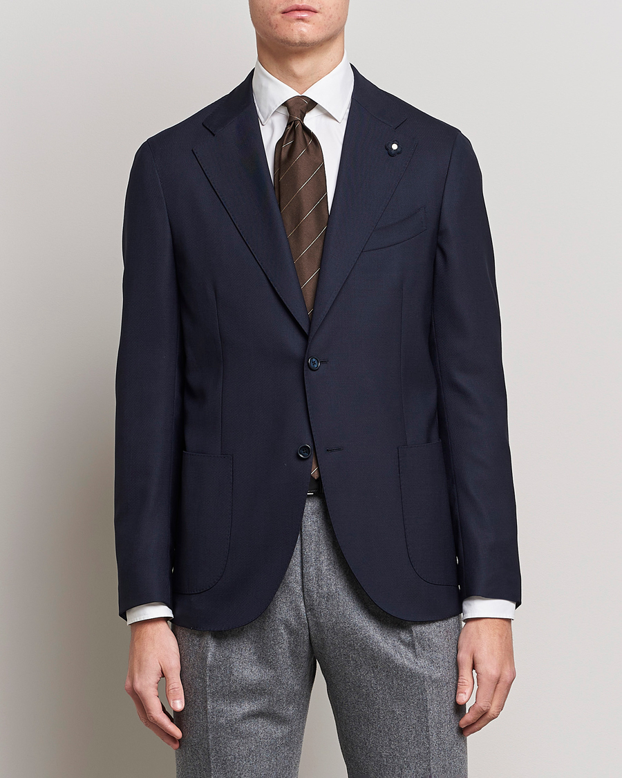 Men | Lardini | Lardini | Patch Pocket Wool Blazer Navy